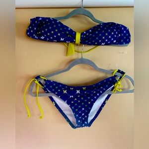 Hurley swimsuit for women blue and neon yellow size M